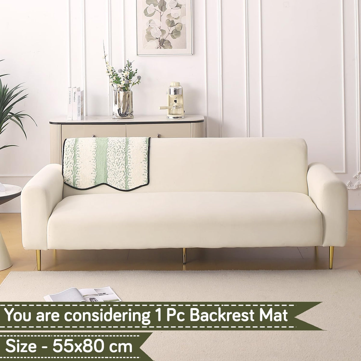 Luxury Wavy Plush Anti-Slip Sofa Cover Mats - Pistachio Green