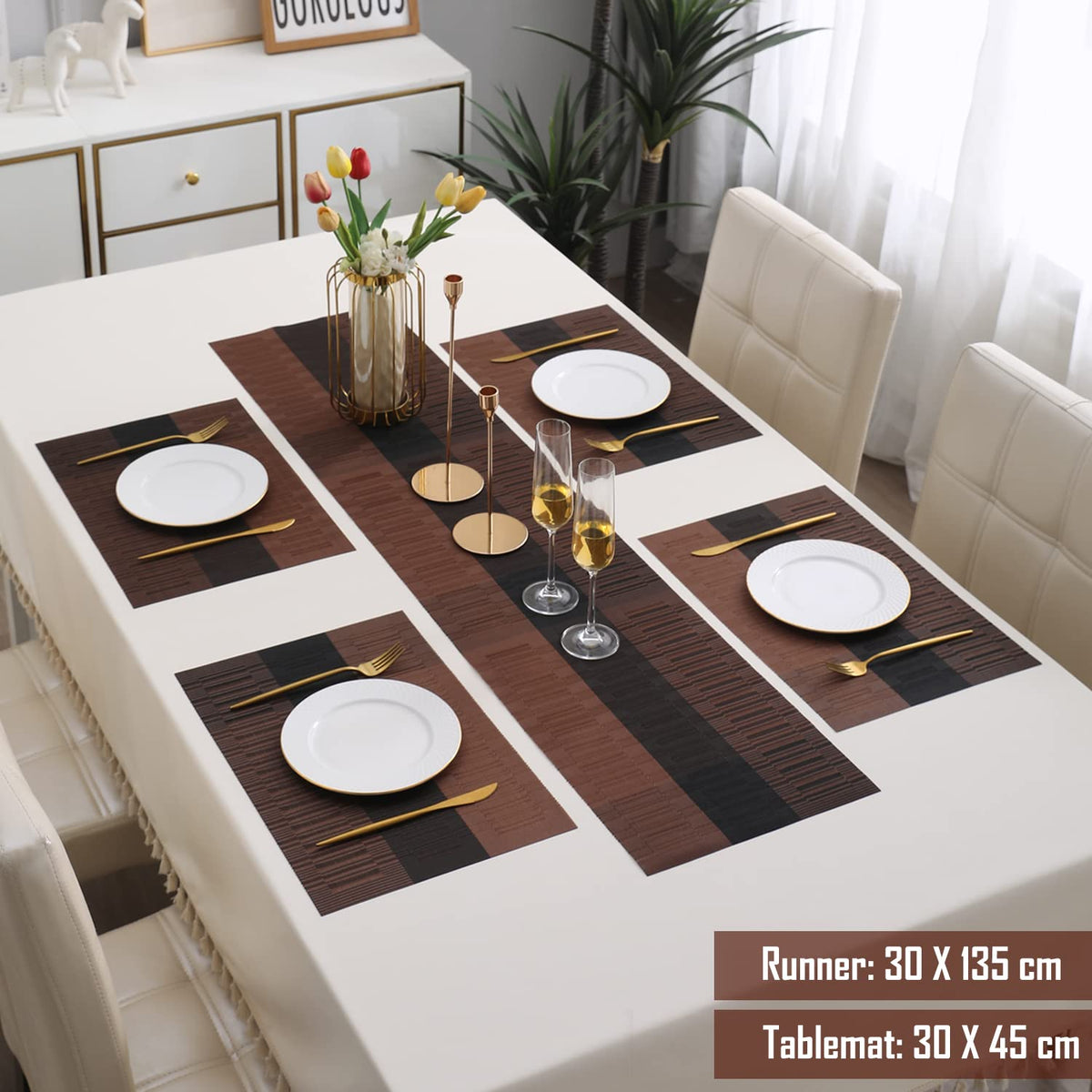 PVC Dining Table Mats, Metalic Brown