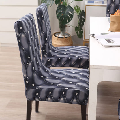 Elastic Stretchable Dining Chair Cover, Blue Rhombus