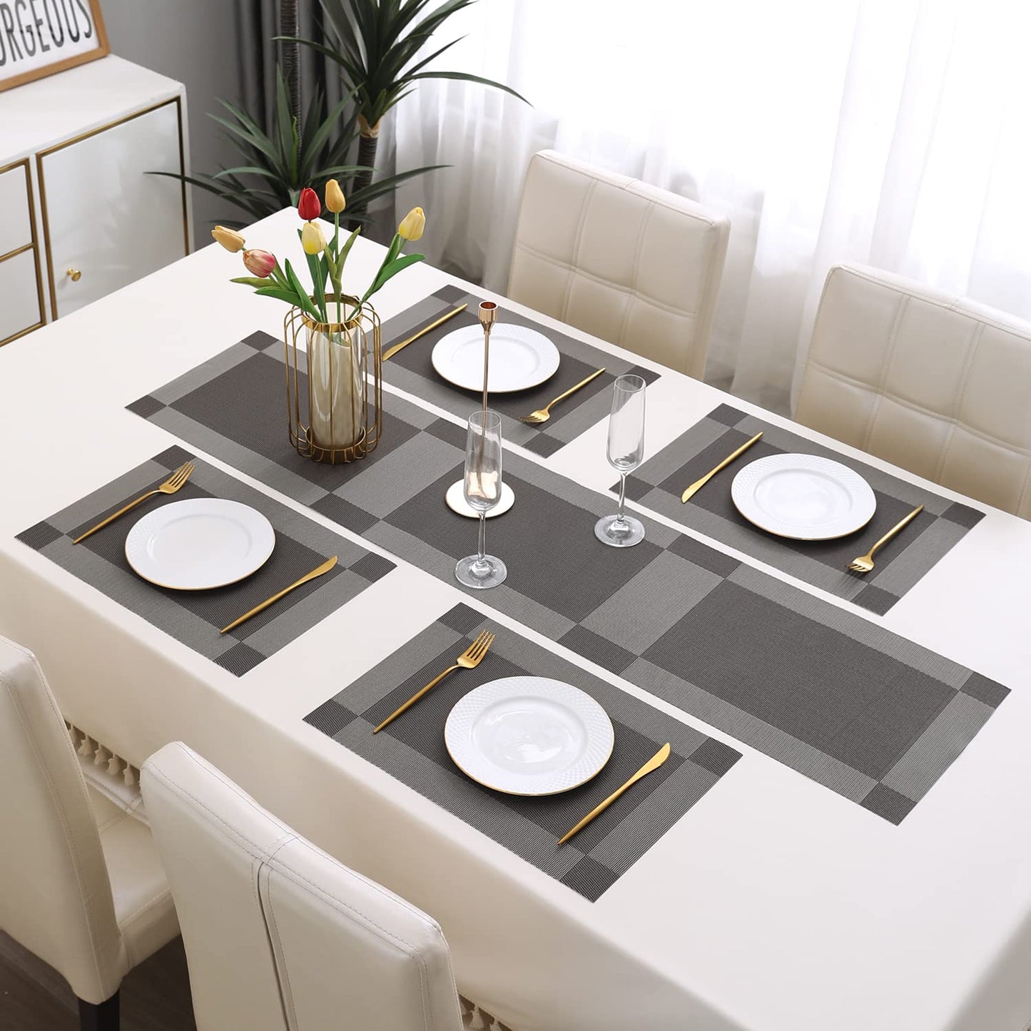 PVC Dining Table Mats, Dark Grey