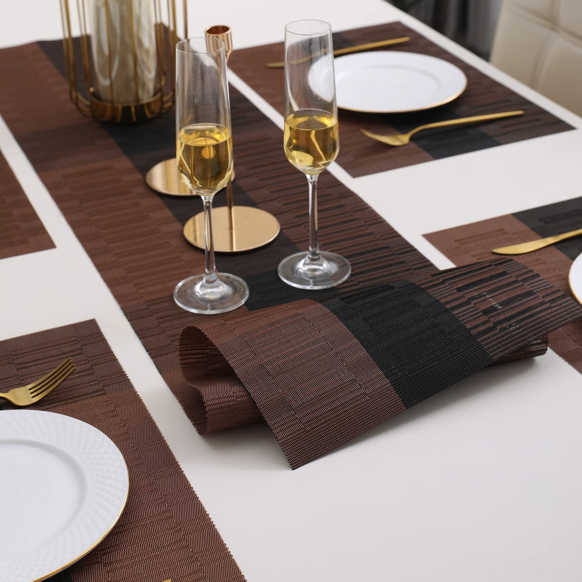 PVC Dining Table Mats, Metalic Brown