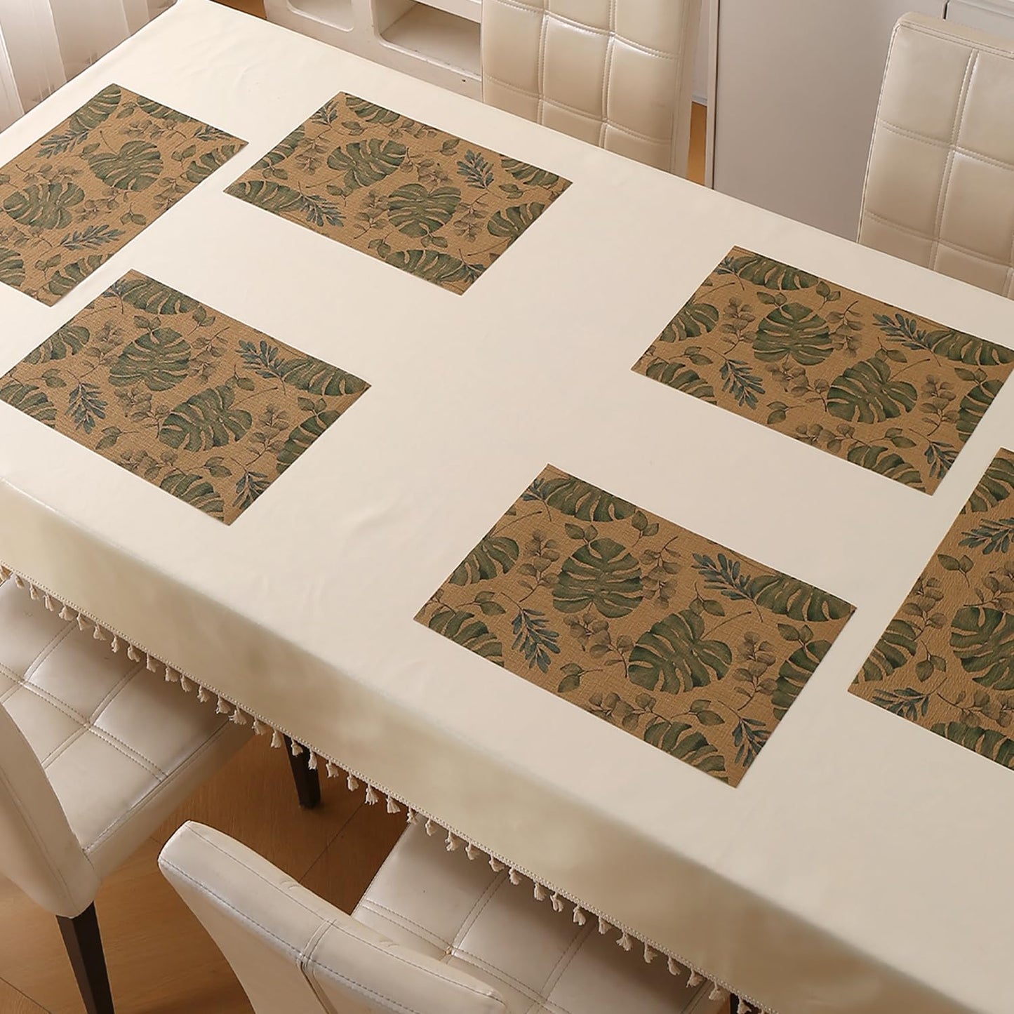 Botanical Tropic PVC Mats for Dining Table - Monstera Leaves