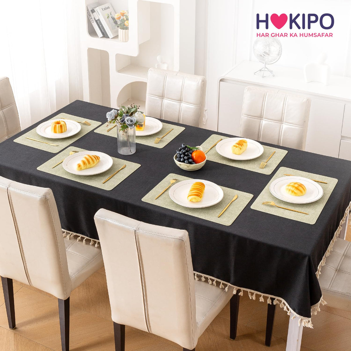 Modern Weaves Royal Luxe Faux Leather Mats for Dining Table - Pristine Green