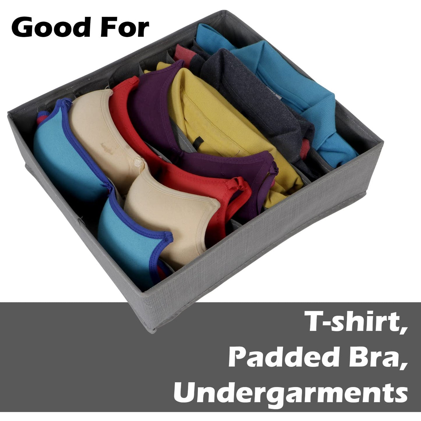 Non-Woven Fabric Undergarment Organizer Storage Box For Drawers Bra Panty Socks Tie Lingerie Organizer For Wardrobe, Grey