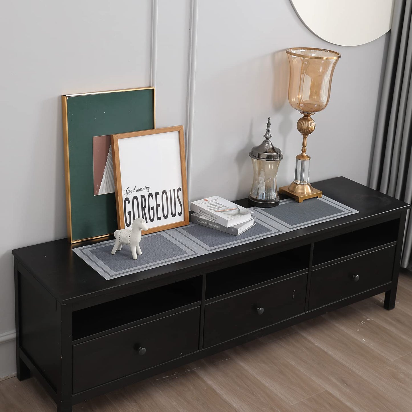 PVC Table Runner for Dinner and Coffee Table, Grey