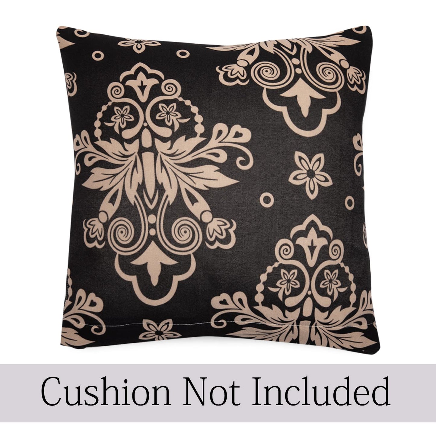 HOKIPO Stretchable Pack of 2 Cushion Cover 16x16, Black Damask