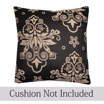 HOKIPO Stretchable Pack of 2 Cushion Cover 16x16, Black Damask