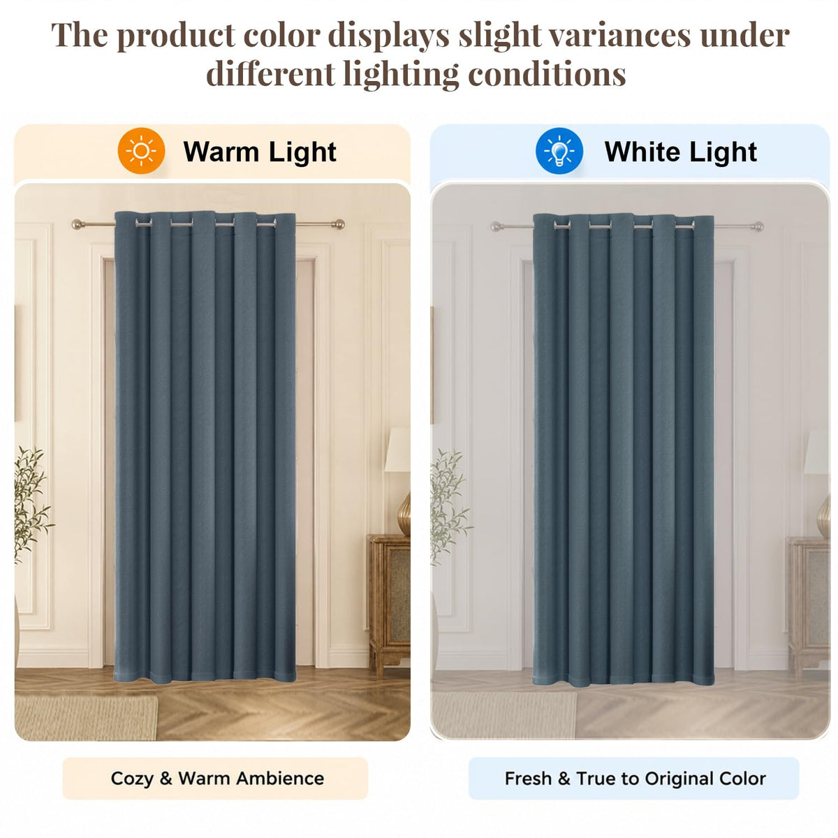 HOKIPO Atmosphere Dimout Curtains, 7 Feet Long - Midnight Blue - image 6