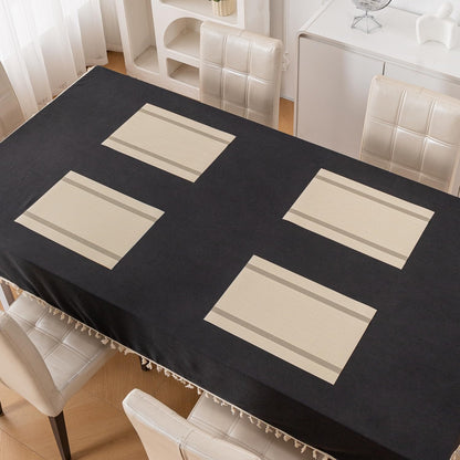 Chevron Stripes PVC Mats for Dining Table - Buttercream Beige