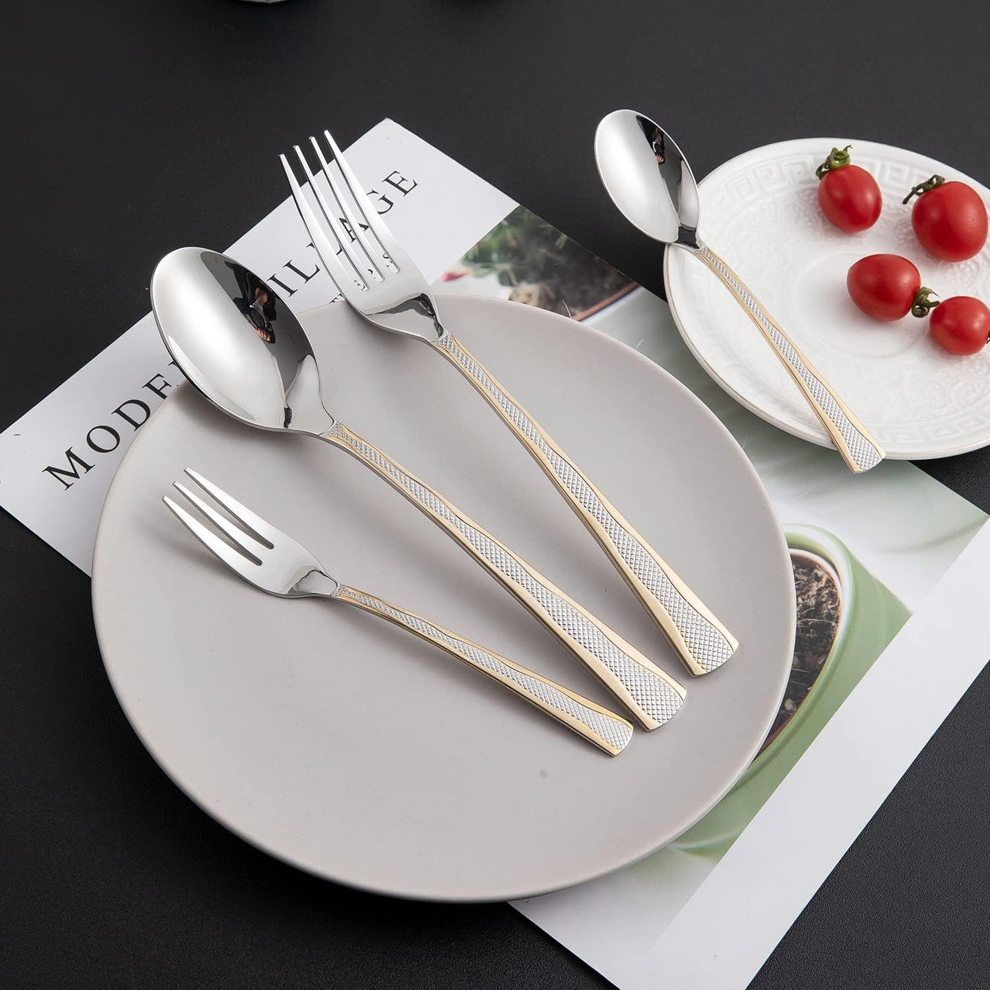 Cutlery Set of 18 / 24 Pcs Stainless Steel Flatware Set, Mirror Finish - Silverware