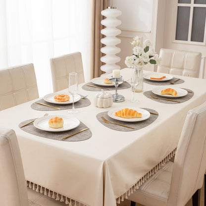 Premium Faux Leather Dining Table Mats, Light Brown