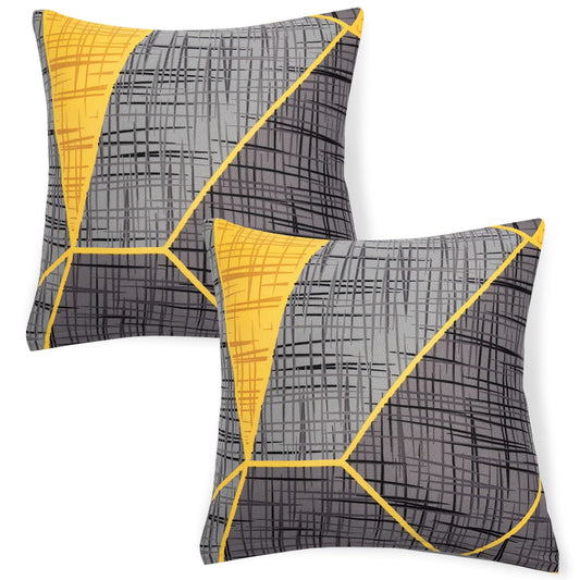 HOKIPO Stretchable Pack of 2 Cushion Cover 16x16,Abstract Grey