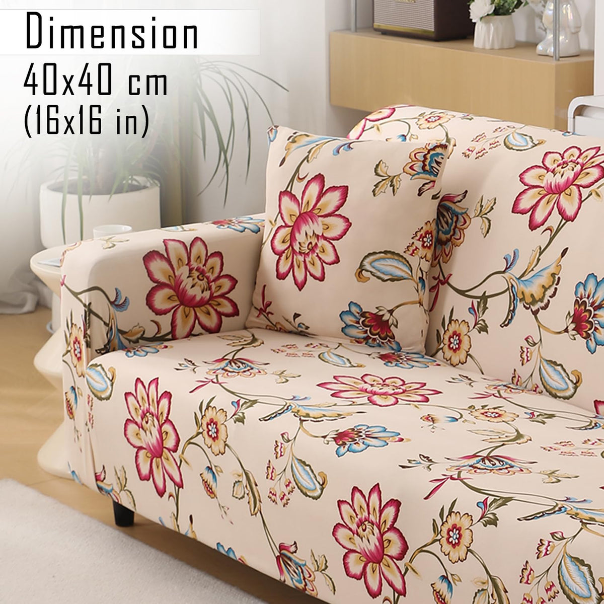 Beach Beige Dahlia Floral zippered sofa cushion covers set of 2