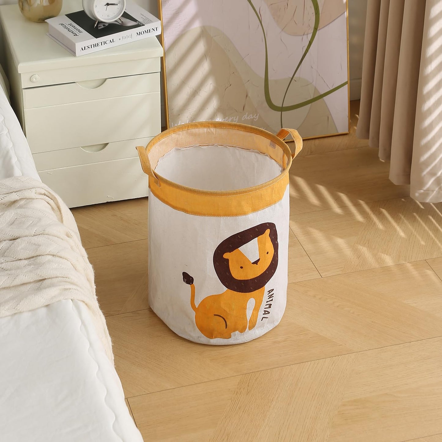 Kids Laundry Basket for Clothes, Toy Storage Bag, Lion