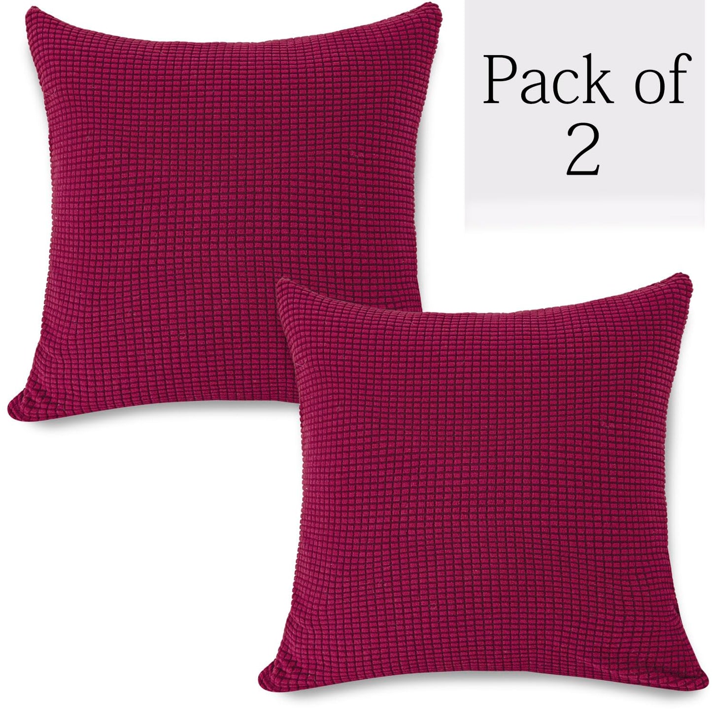 Jacquard Pack of 2 Cushion Cover 18x18 inch, Maroon