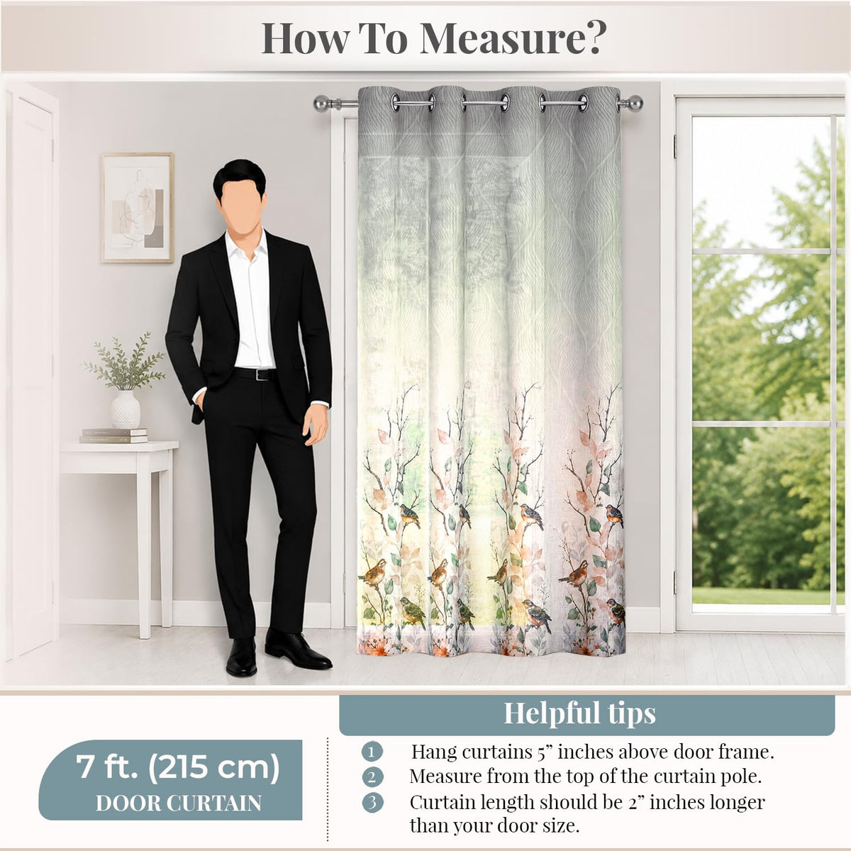 HOKIPO Petal Breeze Sheer Curtains, 7 Feet Long - Ivory Grace - image 7