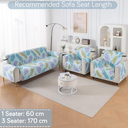 Easy Drape Reversible Quilted 5-Seater Sofa Cover (3+1+1), Colourful Leaves