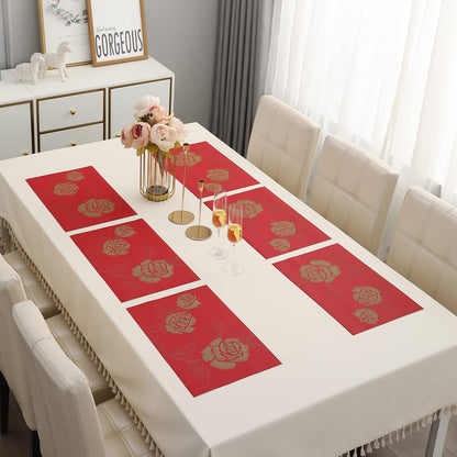 PVC Dining Table Mats, Crimson Red