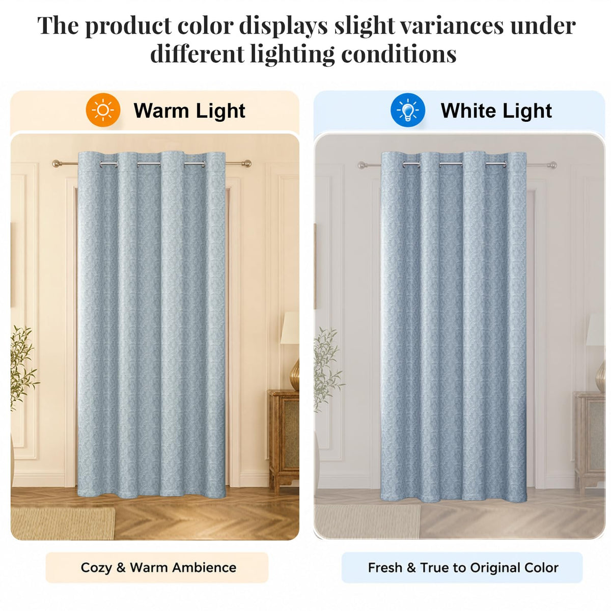 HOKIPO Marrakesh Jacquard Eyelet Curtains, 7 Feet Long - Ice Blue - image 6