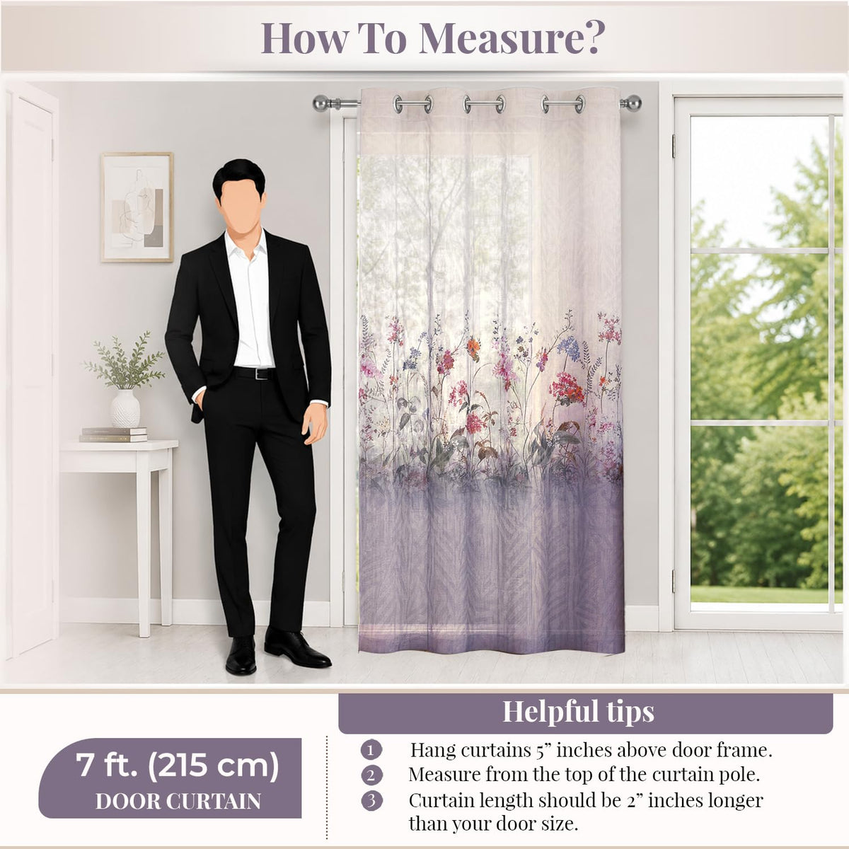 HOKIPO Petal Breeze Sheer Curtains, 7 Feet Long - Lavender Grace - image 7