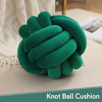 Knot Ball Cushion Pillow Soft Plush Velvet Decorative Throw Pillow - Emerald Green