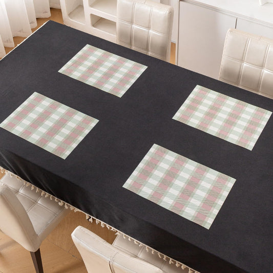 Classic Checks PVC Washable Mats for Dining Table - Mint Green