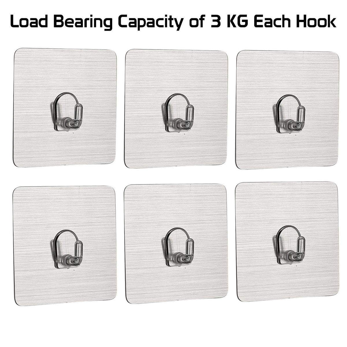 Magic Sticker Series Self Adhesive Hooks, Pack of 6/12 (Load Bearing Capacity of 3 KG Each Hook)