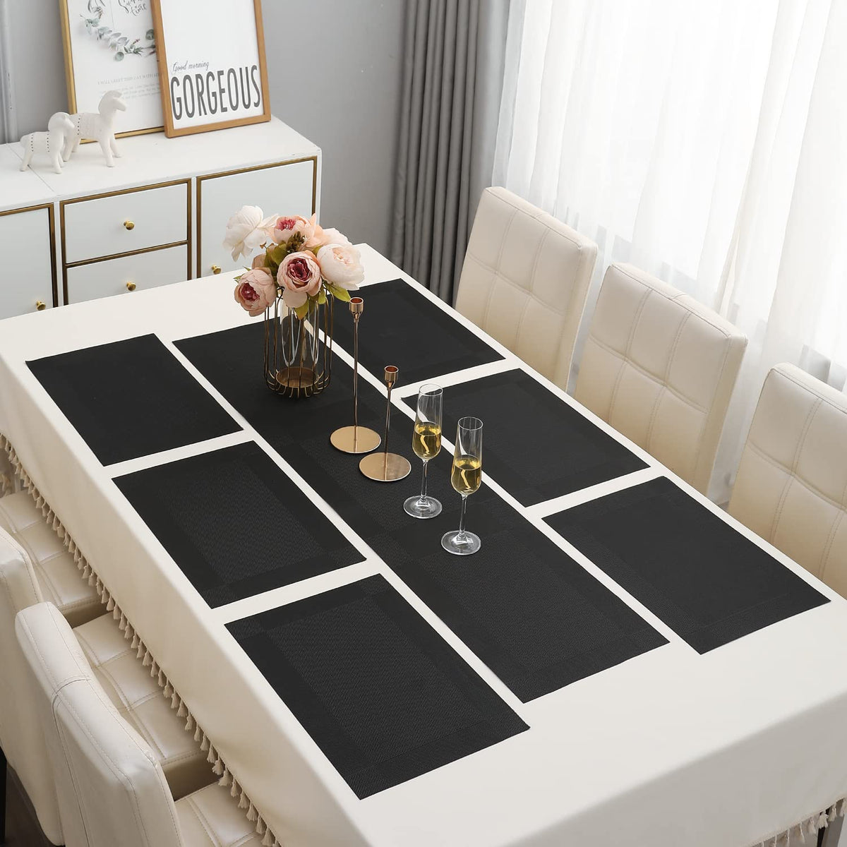 PVC Dining Table Mats, Black