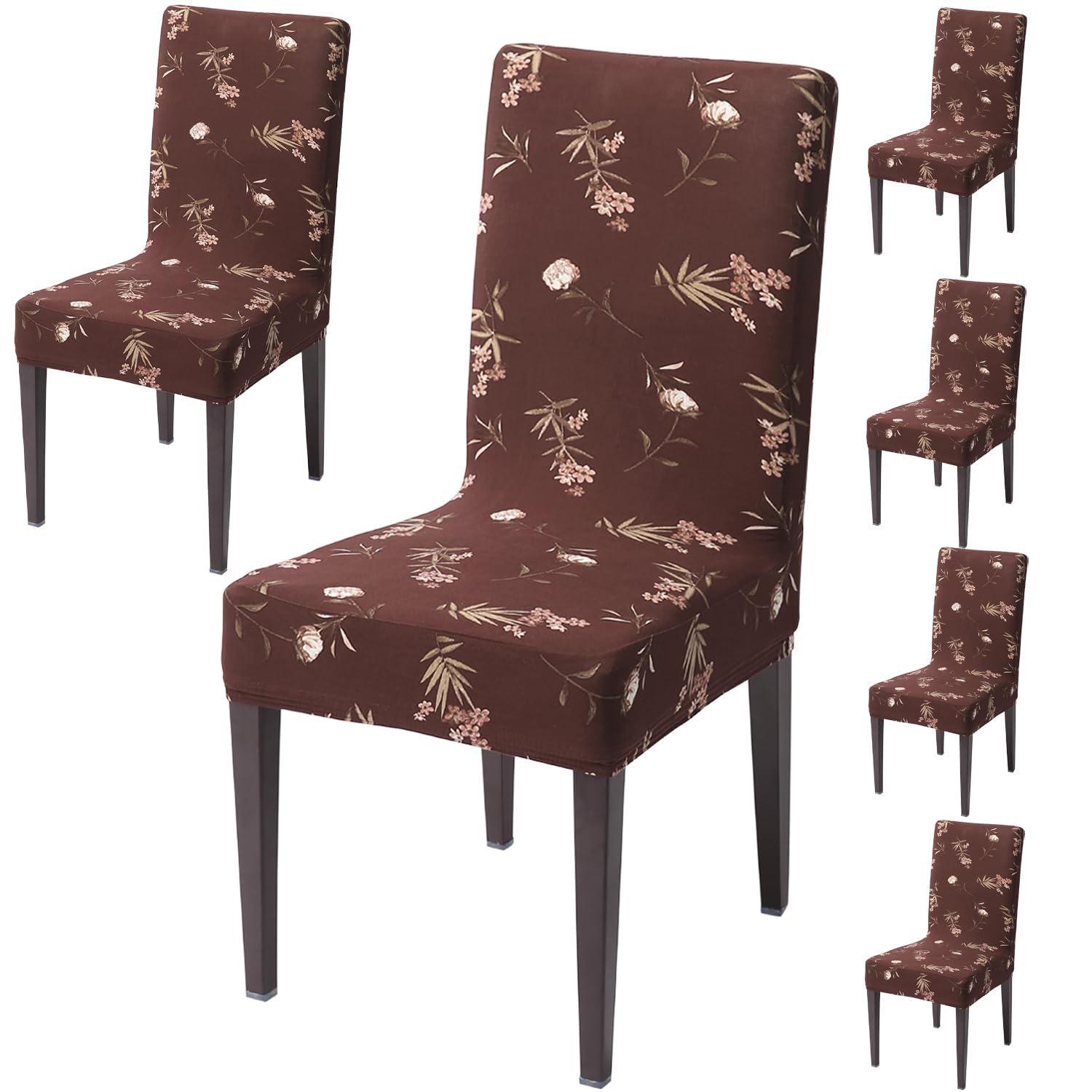 Brown Colour dining chair covers set of 6 | Hokipo