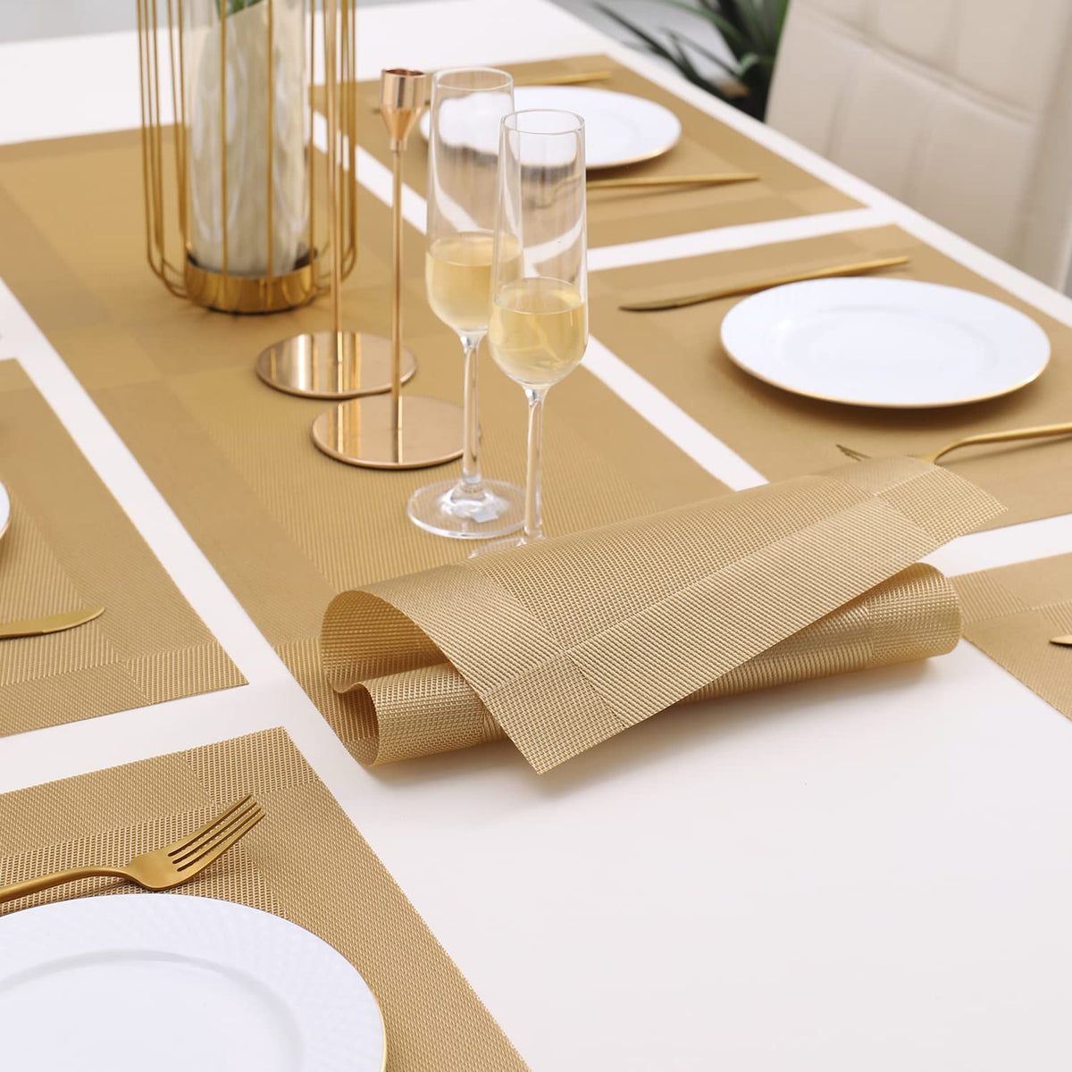 PVC Dining Table Mats, Gold