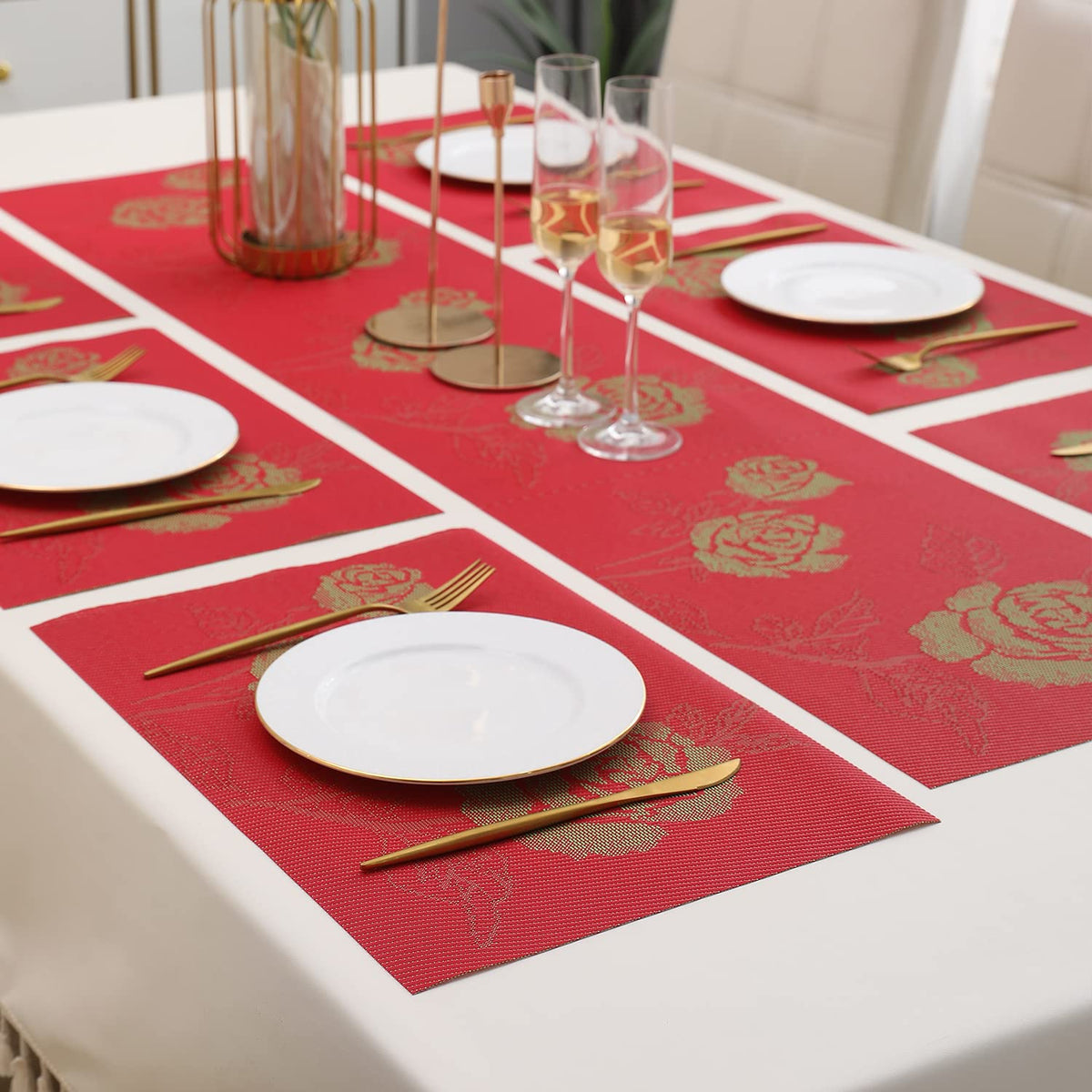 PVC Dining Table Mats, Crimson Red