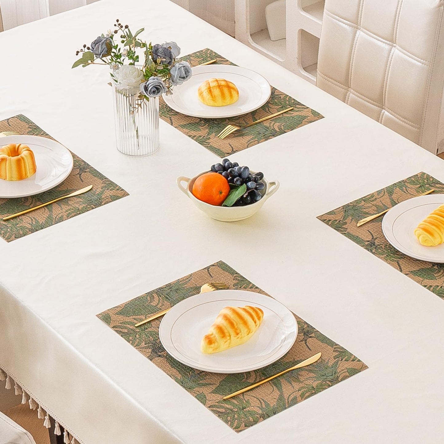 Botanical Tropic PVC Mats for Dining Table - Philodendron Leaves