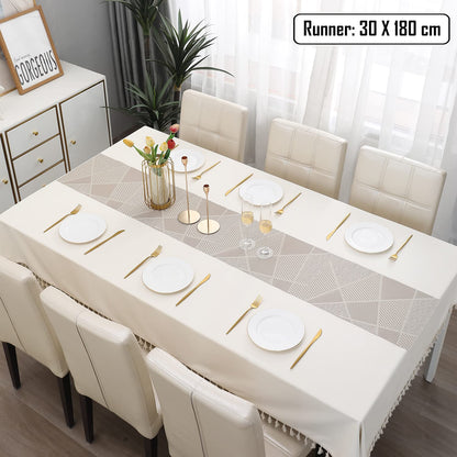 PVC Table Runner, Abstract Beige