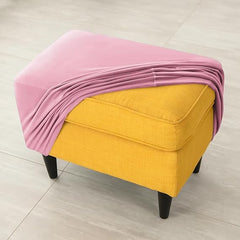 Premium 210 GSM Velvet Stretchable Ottoman Foot Rest Stool Cover, Pink