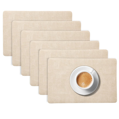 Modern Weaves Royal Luxe Faux Leather Mats for Dining Table - Vanilla Beige