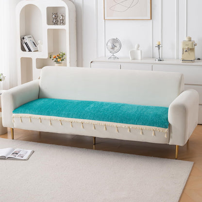 Serenity Tassel Chenille Sofa Cover with Tassel – Ocean Teal