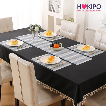 Classic Checks PVC Washable Mats for Dining Table - Pacific Blue