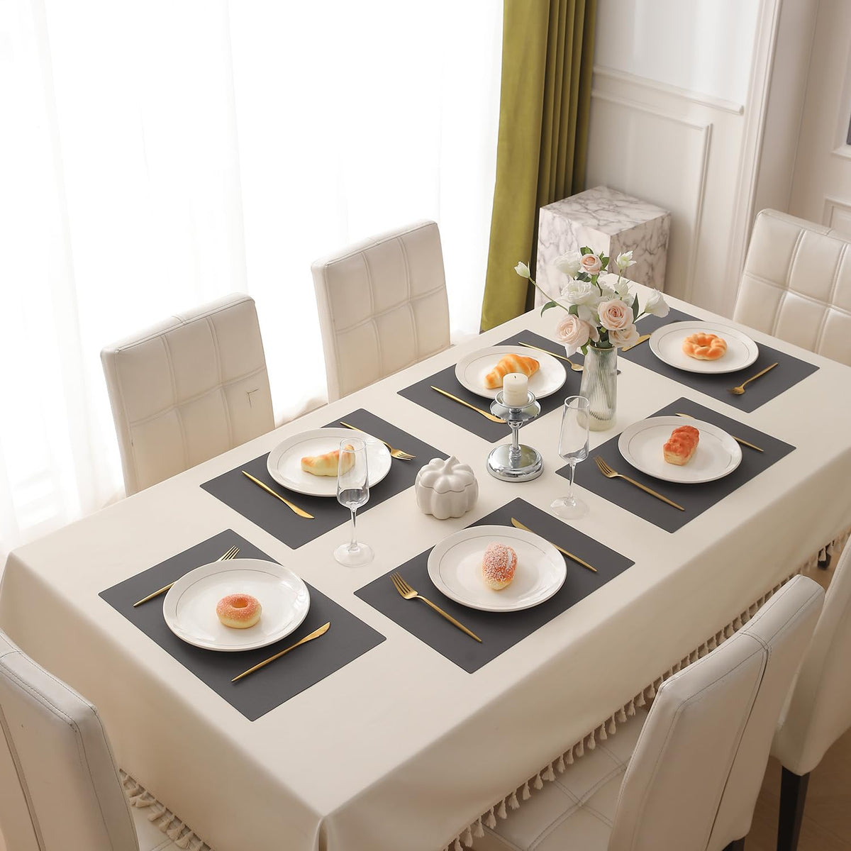 Buy anchor grey pp waterproof dining table mats set of 6