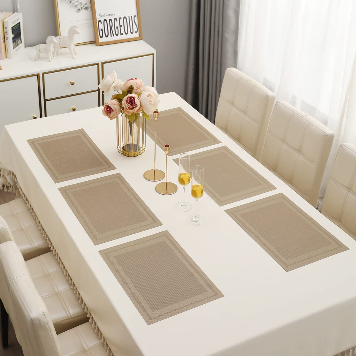 PVC Dining Table Mats, Beige
