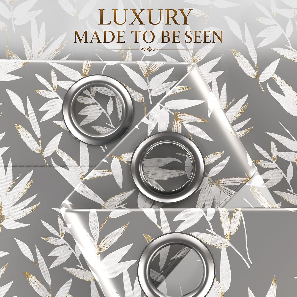 HOKIPO Luxe Foliage Foil Printed Curtains, 7 Feet Long - Slate Grey - image 3