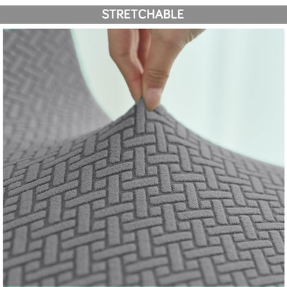 Premium Jacquard Fully Covered Cover for Swivel Dining Chair with Arms, Grey