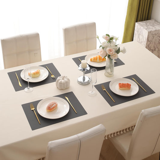 PP Waterproof Dining Table Mat, Charcoal Black