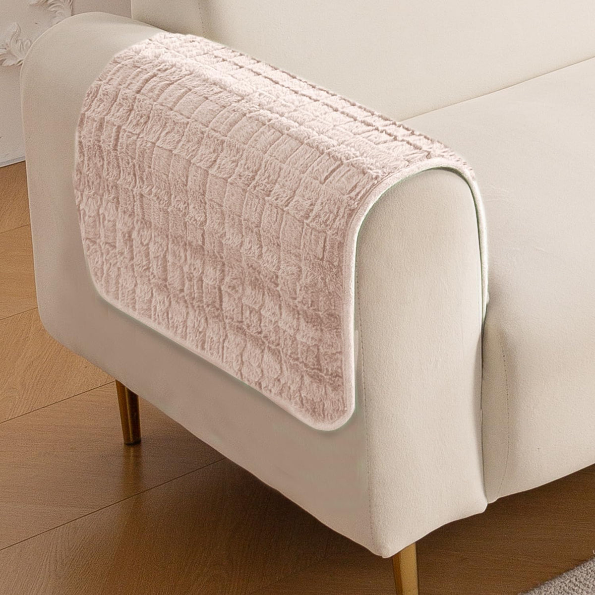 'Plush Haven' Premium Anti Slip Sofa Cover Mat, Beige