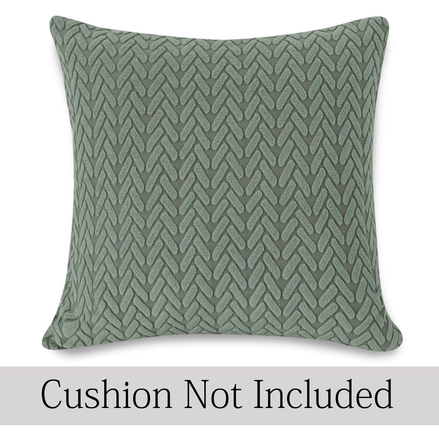 Green Colour Grid Texture Jacquard Pillow Covers | 18x18 Inch