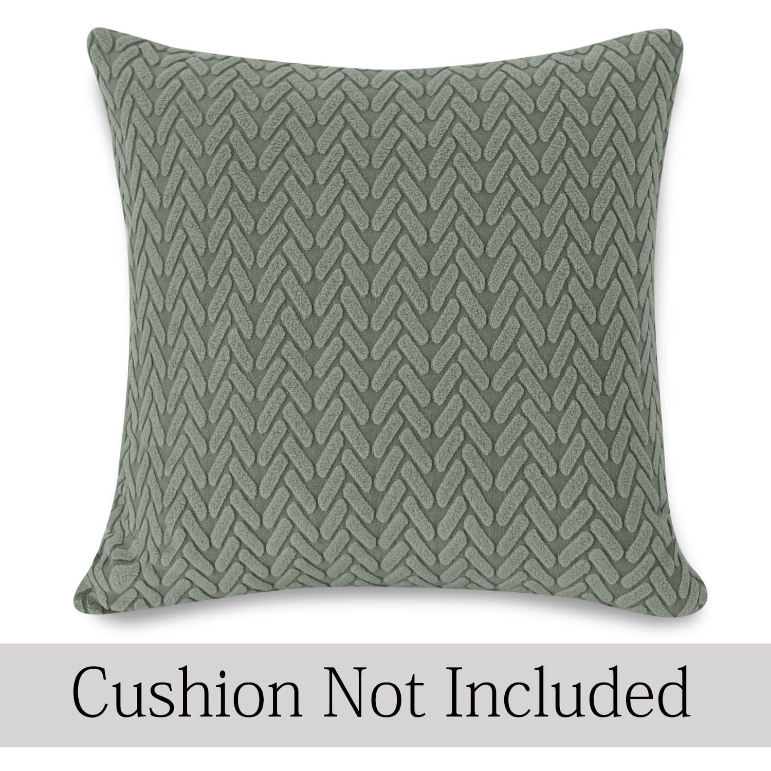 Green Colour Grid Texture Jacquard Pillow Covers | 18x18 Inch