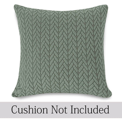 Green Colour Grid Texture Jacquard Pillow Covers | 18x18 Inch