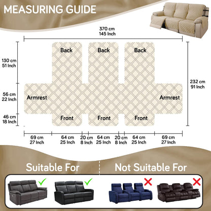 UrbanQuilt Recliner Sofa Slipcover Mat with Dual Belt for 1/2/3 Seater - Beige
