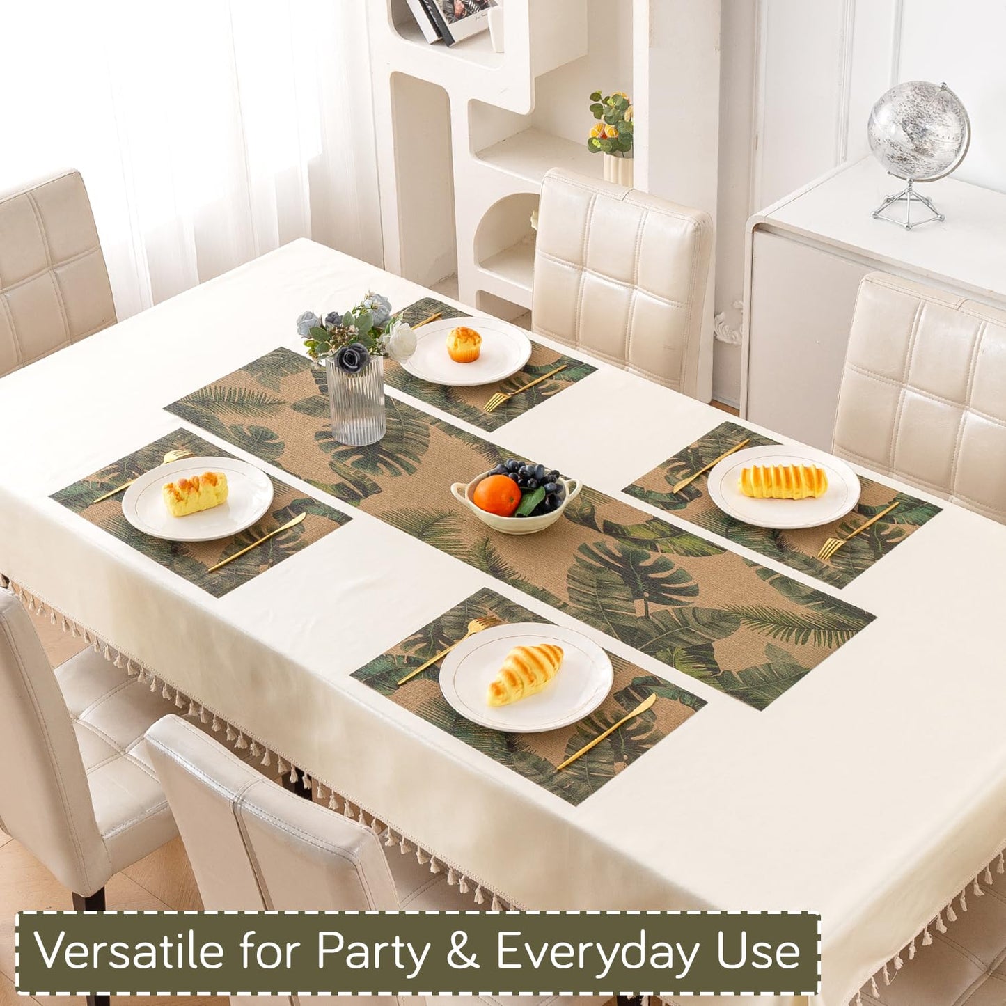 Botanical Tropic PVC Mats for Dining Table - Palm Leaves