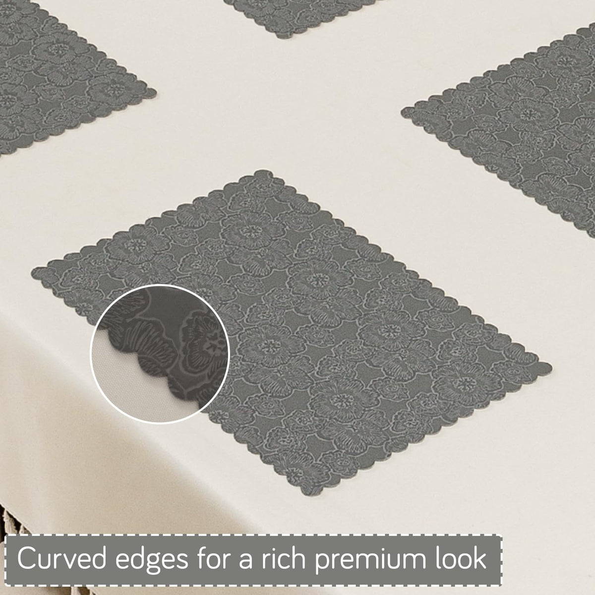Florista Blush Royal Luxe Faux Leather Mats for Dining Table - Serene Grey