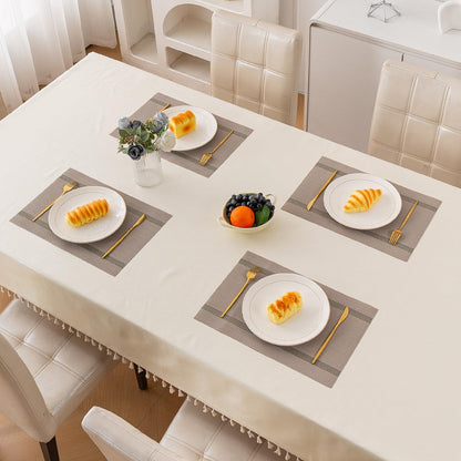 Chevron Stripes PVC Mats for Dining Table - Taupe Brown